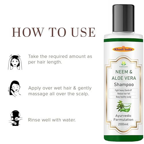 Image of Khadi Vedimatic Natural Neem And Aloevera Herbal Hair Cleanser /Shampoo| Gets hair rid of Dandruff| Cools the scalp|SLS And Paraben Free (Pack Of 2, Neem Aloevera)