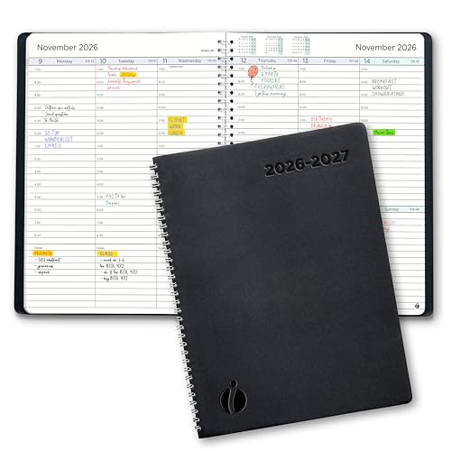 Academic Planner 2026-2027 - Hourly 2026-2027 Planner Weekly and Monthly - Appointment Book with Flexible Cover, Twin-Wire Binding - Simple Design for Productivity, June 2026 - July 2027. 8.5 x 11