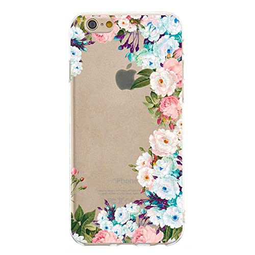 Fine Transparente Coque en Silicone pour iPhone 7/8,DasKAn Élégant Fleur de Rose Motif Coloré Ultra Mince Souple Housse de Protection Arrière Antichoc Flexible Gel TPU Étui de Téléphone,#3 Cover