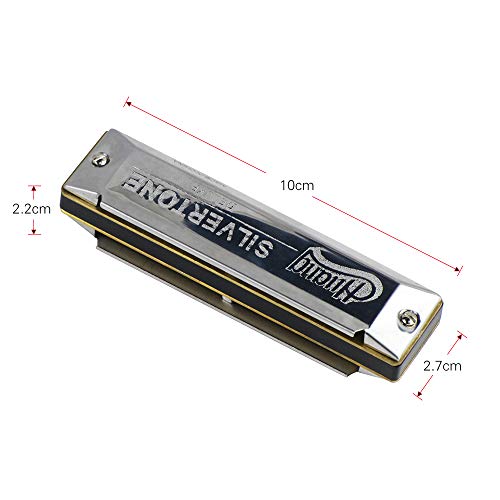 KKmoon Chave profissional de C 10 Buracos Harmônicas de Boca Harmonia de Cobre Borgonha com Caixa de