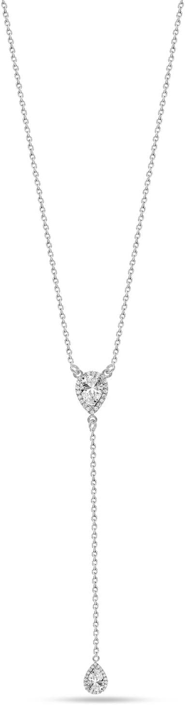 LeCalla 925 Sterling Silver CZ Necklace for Women Jewelry Lightweight Adjustable Lariat Zirconia Choker Y Chain Necklace - Image 5