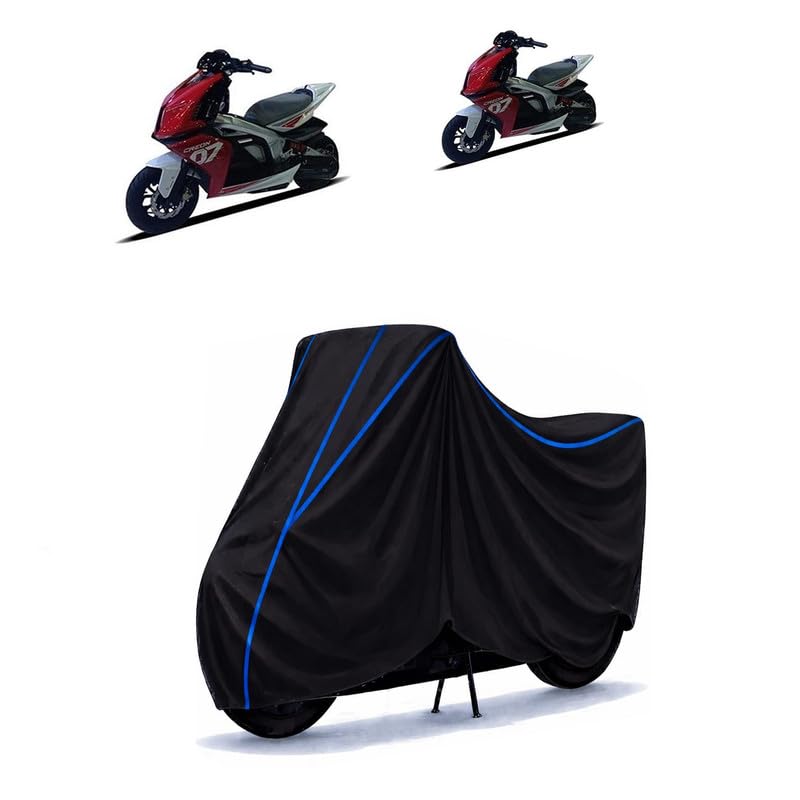 Image of Scooty Cover Water Resistant for Creon Electric | Universal Scooter & Bike Cover | Heavy Duty UV Dust, Rain & Scratch Protection | Elastic Fit All Weather Indoor Outdoor | Black with Blue Piping