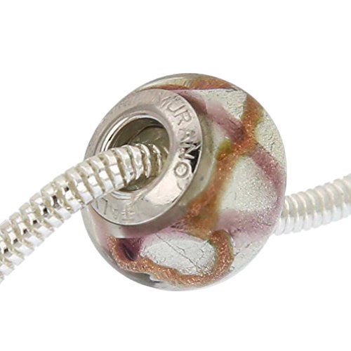 Abalorio de plata de ley con ondas moradas, una joya de cristal de Murano con alma 5