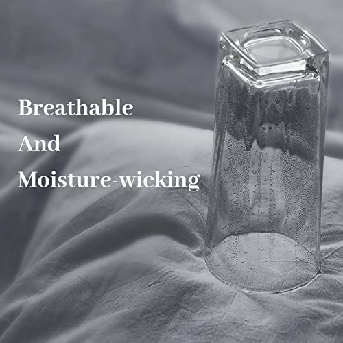 Nexhome Pro Cotton Duvet Cover Set King Size Linen Look Textured Organic Natural 100% Washed Cotton Duvet Cover 3 Pieces Bedding Set With Zipper Closure, Breathable, Soft, Grey (No Comforter) #TOP2