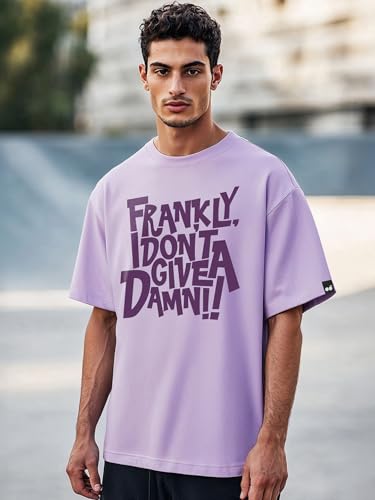 Image of Bewakoof Men's Cotton Jersey Typography Oversized Fit Half Sleeve Round Neck T-Shirt | Casual Wear | Street Wear | Oversized t Shirt for Men Cotton | Baggy