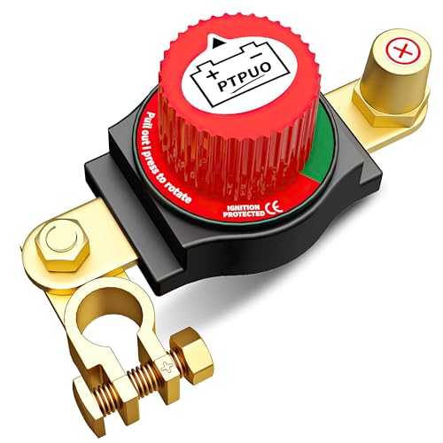 PTPUO Top Post Battery Disconnect Switch, Car Battery Disconnect Switch, 12V-48V Battery Cut/Shut Off kit for Car RV Boat Truck ATV, Suitable for Positive Terminal, Flexible Installation Options