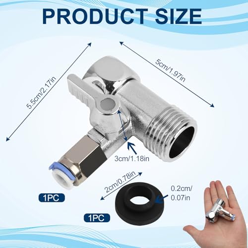 Wasseranschluss Adapter T-Stück, Absperrhahn in T-Form, Schnelladapter, 1/2 x 1/2 x 1/4 Zoll, Wasseranschluss, Absperrventil, Wasserschlauchadapter für Kühlschrank, Wasserfilter