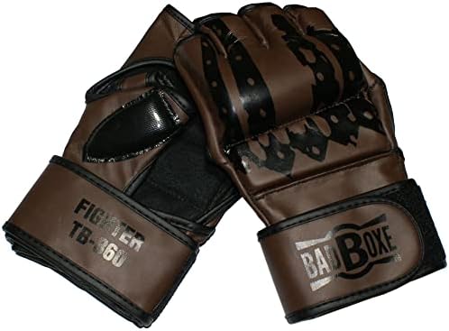 MMA Fighter Grappling Gloves Sparring Gloves Training Gloves (Small/Medium, Brown/Black)