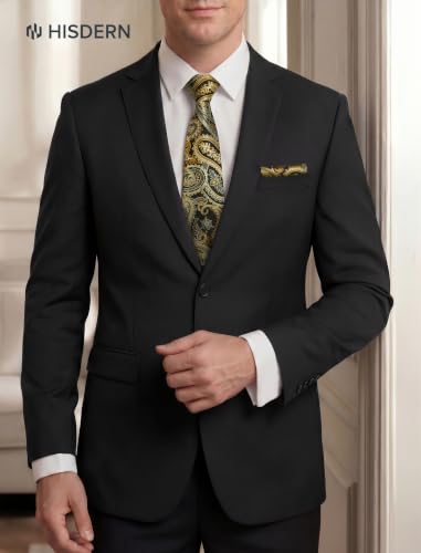 Image of HISDERN Extra Long Ties for Men Classic Floral Tie and Pocket Square Elegant Silk Necktie Handkerchief Set Wedding Party