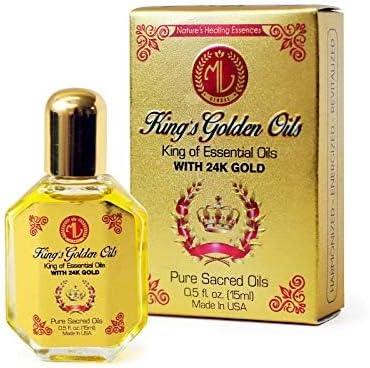 King's Golden Oils - Frankincense, Myrrh, and 24K Gold Blend, Healing and Rejuvenating Oil with Eucalyptus and Lavender, Natural Aromatherapy