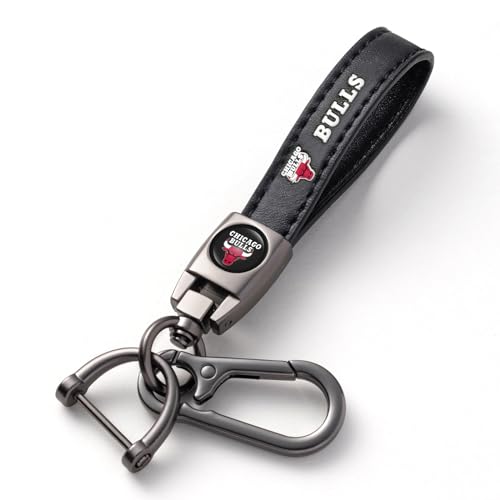 EMIJOY Bulls Car Keychain Keyring for Women Men,Chicago Bulls Car Key Chain Key Ring,Auto Fob Holder Key Lanyard,Basketball Stuffs for Vehicles,Basketball Fans Souvenir Gift Women Men