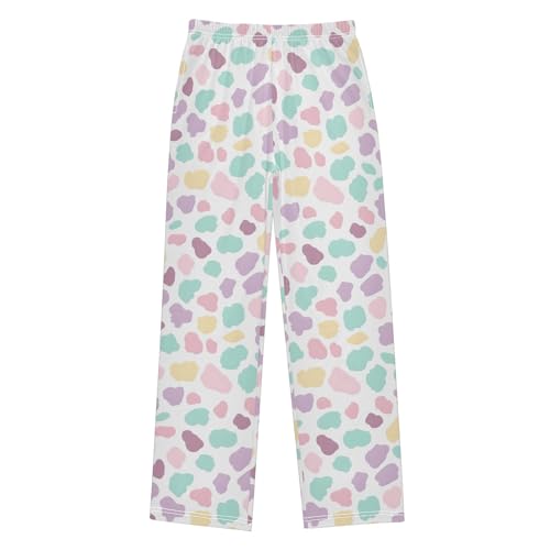 Pajama Pants Lounge Sleep PJ Bottoms Sleepwear Elastic Waist Drawstring M Light Leopard