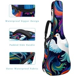 JRHEJTFZ Housse pour guitare acoustique de 1,9 cm d’épaisseur – Imperméable – Durable et élégant – Imprimé colombes de la paix – Blanc, Multicolore., 42.9×16.9×4.7 in, Motif imprimé tendance - Les Beatles, Paul McCartney, John Lennon, RIngo Starr, George Harrison JRHEJTFZ Housse pour guitare acoustique de 1,9 cm d'épaisseur - Imperméable - Durable et élégant - Imprimé colombes de la paix - Blanc, Multicolore., 42.9x16.9x4.7 in, Motif imprimé tendance – Image 4
