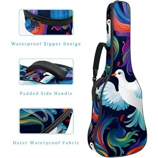 JRHEJTFZ Housse pour guitare acoustique de 1,9 cm d’épaisseur – Imperméable – Durable et élégant – Imprimé colombes de la paix – Blanc, Multicolore., 42.9×16.9×4.7 in, Motif imprimé tendance - Les Beatles, Paul McCartney, John Lennon, RIngo Starr, George Harrison JRHEJTFZ Housse pour guitare acoustique de 1,9 cm d'épaisseur - Imperméable - Durable et élégant - Imprimé colombes de la paix - Blanc, Multicolore., 42.9x16.9x4.7 in, Motif imprimé tendance – Image 4