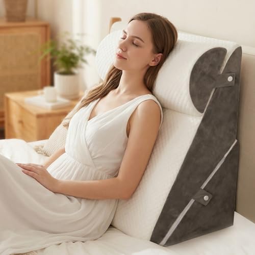 LPQKCcY Coussin cale réglable pour lit et canapé, coussin de lecture en mousse, coussin de reflux, coussin de dossier, pour l'apnée du sommeil, la lecture,...