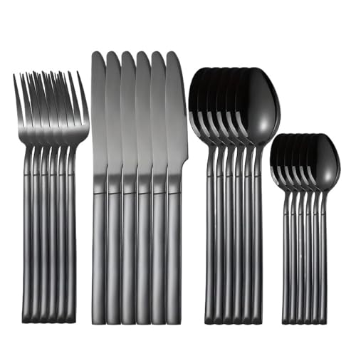 Juego familiar de cuchara y tenedor de postre de acero inoxidable para cenas de 6 personas 2