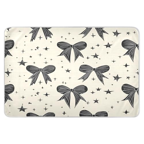 BOESI Graffiti Black Bow Pattern Waterproof Pads for Bedwetting and Incontinence, Reusable Pads, Reusable Diaper Pads for Bed, Sofa, Travel