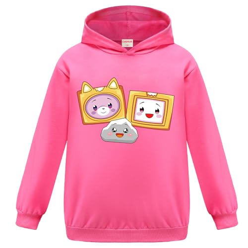OAIXIUR Foxy and Boxy Hoodie Girls Fashion Cartoon Hooded Top Boys Casual Sweatshirts 3-13 Years (Deep Pink,11-12 Years,11 Years,12 Years)