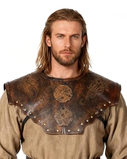 keland Armadura Pecho Medieval Armadura Cuero Vikingo Hombres Mujeres Accesorio Larp (Marrón) | Ya disponible en tu tienda friki favorita! En mundofriki.es!