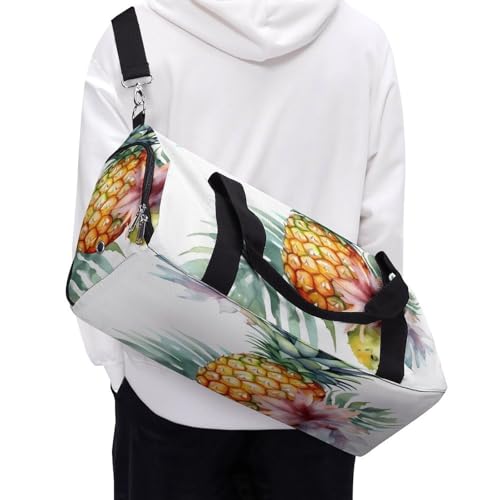Sac de sport étanche avec compartiment à chaussures imprimé ananas