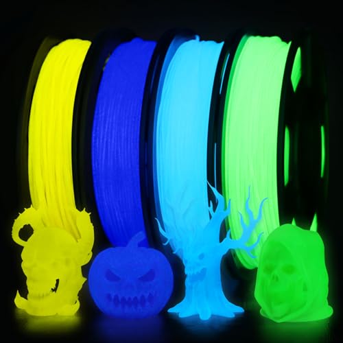 EONO Glow TPU Filament 1.75mm, 4 x 250g, 95A Flexible, Glow in the Dark
