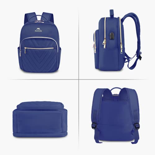 Matein Small Backpack Purse For Women, Cute Lightweight Mini Daypack With Usb Charging Port, Fashion Waterproof Casual Daily Shoulder Bag, College School Bookbag For Ladies Teen Girls, 2Pcs Sets, Blue #TOP4