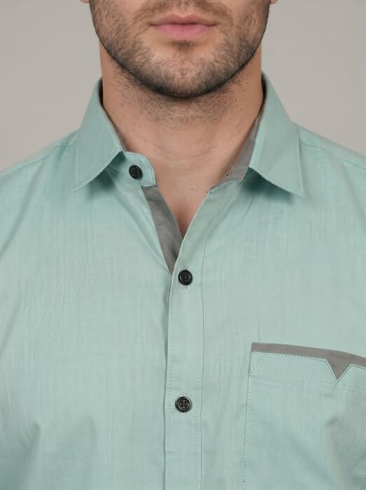 Image of Diverse Men's Cotton Blend Shirt with Pocket Design Spread Collar Full Sleeves Regular Fit and Standard Length | Comfortable Cotton Casual Shirt for Man