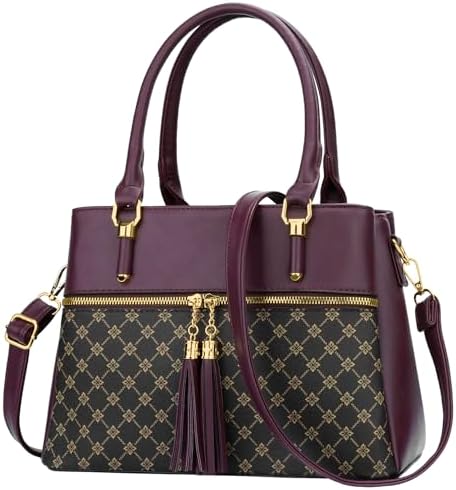 KKXIU Women Satchel Bags Handle Shoulder Handbags and Purses Pockets Zipper Leather Crossbody Bags