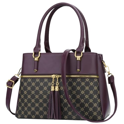 Image of KKXIU Women Satchel Bags Handle Shoulder Handbags and Purses Pockets Zipper Leather Crossbody Bags