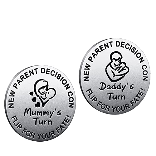 New Parent Decision Coin Funny Pregnancy Gifts for First Time Moms Dads, Cute New Parents Gift Mommy Daddy Couples Gift Ideas, Gag Gift for Baby Shower Birthday Fathers Day,Silver