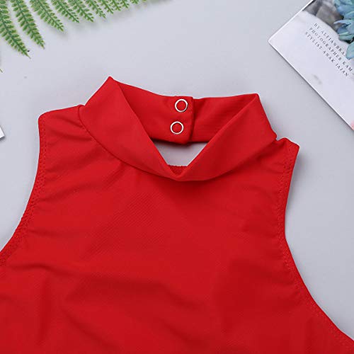 Image of Girls High Neck Athletic Sports Bra Crop Top Gymnastics Workout Gym Fitness Vest Tank Top T Shirt