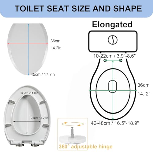 Abattant WC allonge fermeture douce avec charnieres reglables - 5