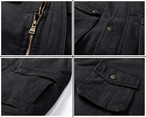 Image of Men's Winter Thicken Coat Casual Military Parka Jacket with Removable Hood