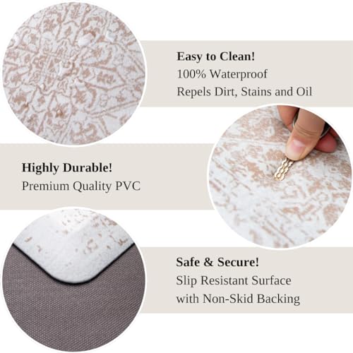 Sparrow & Lily S&L-01 Beige Boho Kitchen Floor Mats Cushioned Anti Fatigue, 3/4 Inch Thick Memory Foam Rug For Sink, Pvc Non Slip Pad, Easy To Clean thumb #2