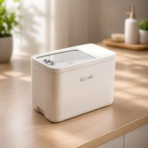 Image of Rioware Rice Storage Container 5Kg Kitchen Dispenser Set Containers | Airtight Moisture Proof Plastic Grain Dispensers | Rotating Daal Store Box For Pulses Dal, Cereals - Cream Ricelux