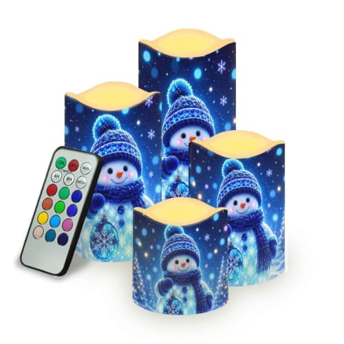 Image of Snowman LED Flameless Candles Set of 4