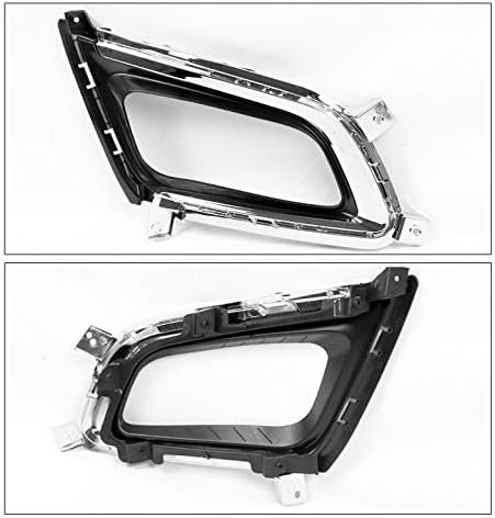 Front Bumper Driving Fog Light Lamp Bezels Covers Black/Chrome Compatible with 2014-2015 Optima