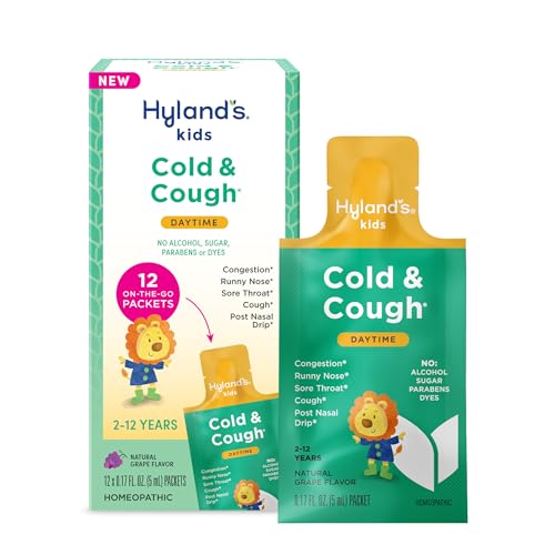Image of Hyland's Kids Cold & Cough Syrup Daytime, 12 Pre-Measured Packets (Grape)