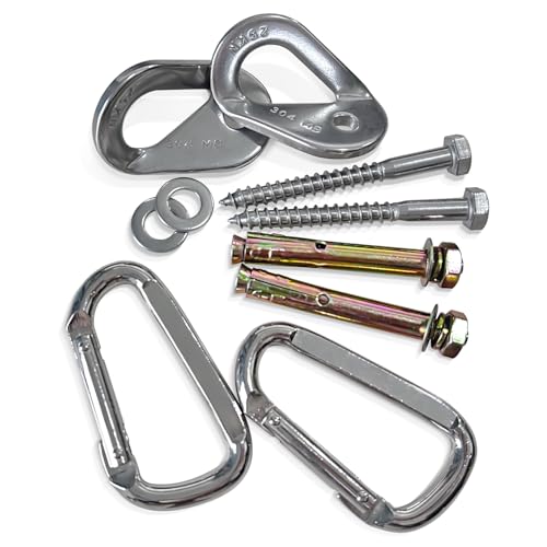 Travel Bird Heavy Duty Hammock Hanging Kit, Stainless Steel Anchor Hangers Screws Carabiners Set, Swing Hardware Kit for Indoor Outdoor Suspension