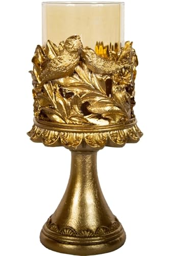 Candle Holder with Bird Accent Polyester Yellow Color Single Piece