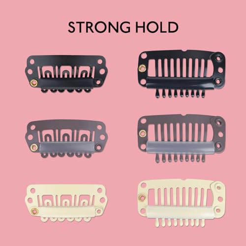 Image of WENNALIFE Replacement Clips for Clip-in Hair Extensions, Black, 4 Pcs