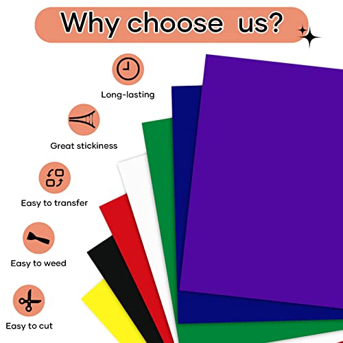 Htvront Permanent Vinyl For Cricut Machine, 7 Packs Glossy Adhesive Vinyl-12"X12" Permanent Adhesive Vinyl Sheets For Cricut, Silhouette Cameo, Etc. #TOP5