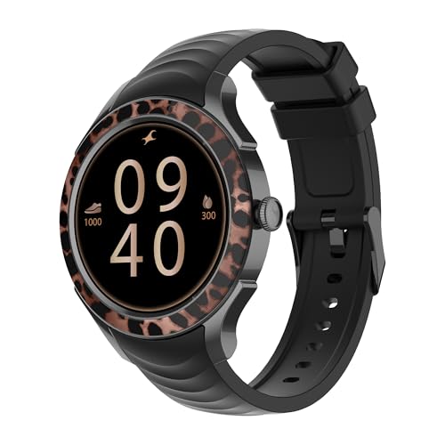 Image of Fastrack Ella Smart Watch for Women with 1.2 inch inch AMOLED Display,Patterned Bezel,AI Watchface & AI Chat,Functional Crown,24 /7 Health Suite,BT Calling,SpO2,HRM,IP68, Multiple Menu Styles- Black