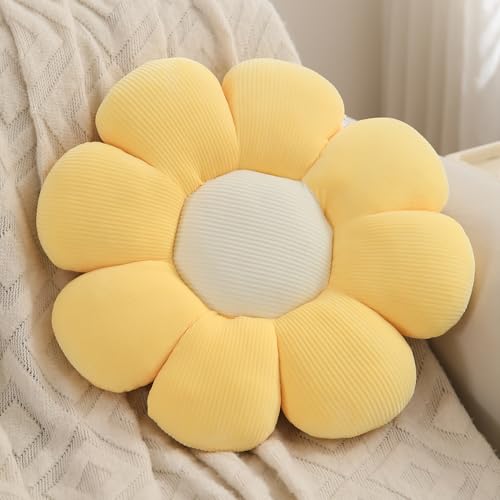 Image of HOKIPO Flower Shaped Plush Throw Pillow Cushion for Sofa, Couch, Chair, Bed, Bedroom, Nursery, Props or Home Decor - 42 cm, Daffodil Yellow (AR-6234-YLW)