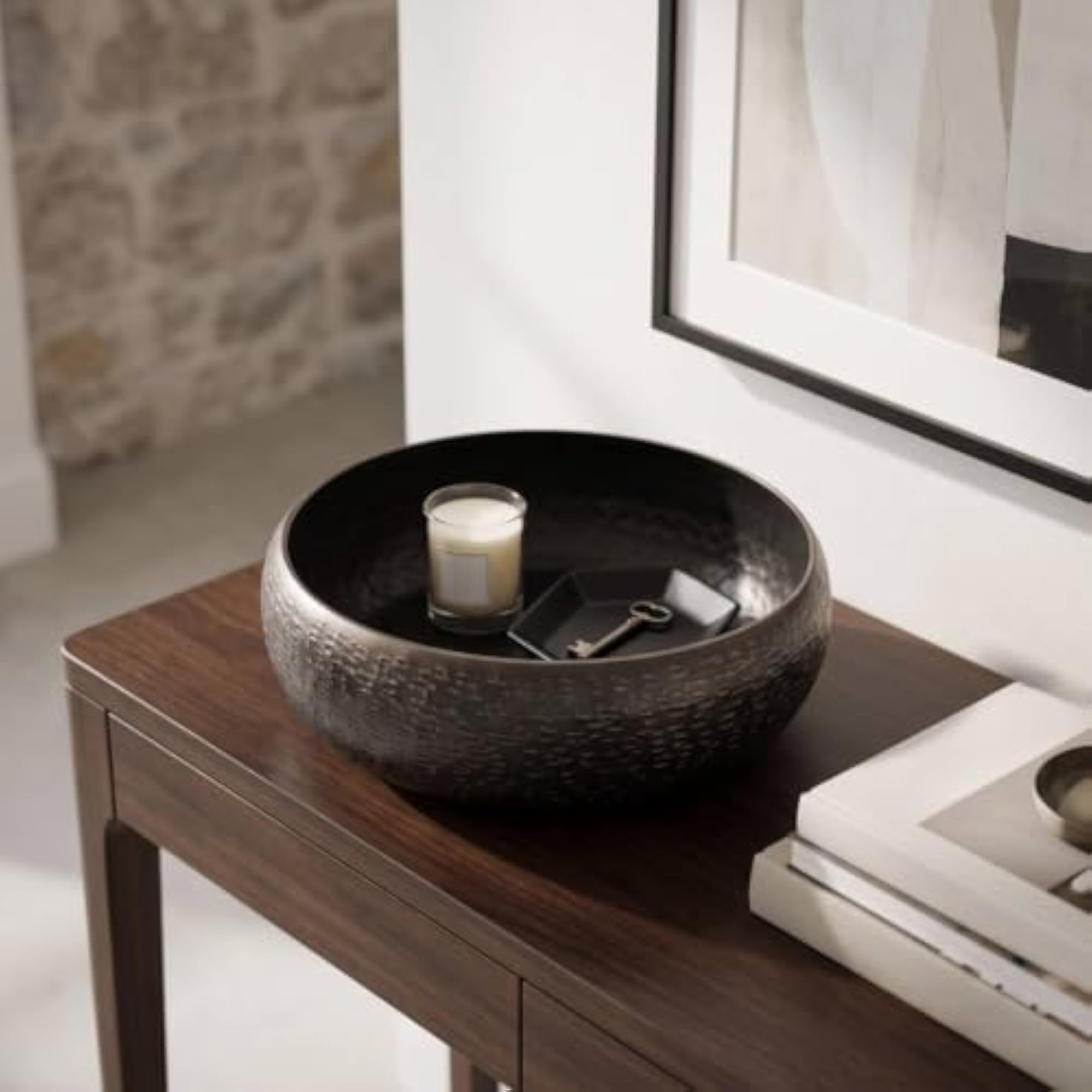 Distressed Aluminum Tray with Textured Centerpiece