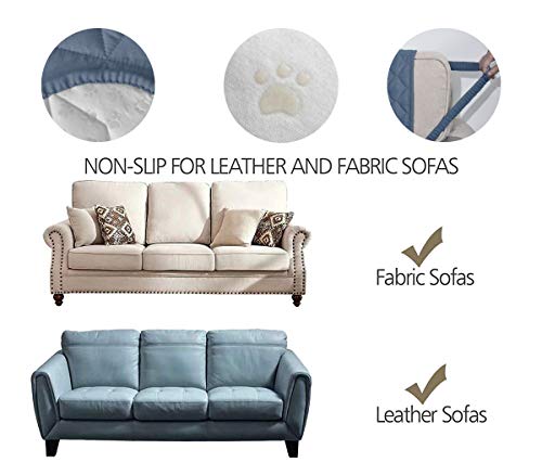 Ameritex Chair Cover With Anti-Skip Dog Paw Print 100% Water-Resistant Quilted Furniture Protector Slipcover For Dogs, Children, Pets Chair Slipcover For Leather Couch (Blue, 23'') #TOP3