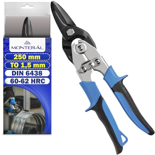 Droites Cisaille Tole pour Couper Tôle Jusqu'à 1,5 mm - Cisaille a Tole Ont Longueur de 250 mm - Cisailles à Tôles pour Couper Lacier Treillis Métallique Aluminium Plastique - MONTERAL
