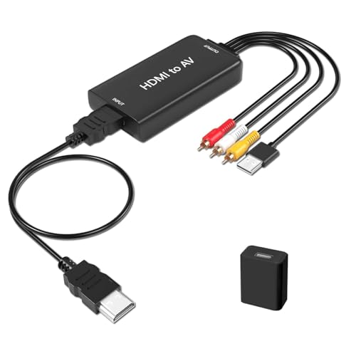 AMANKA HDMI zu AV Konverter, 1080P HDMI auf AV/CVBS Signaladapter mit HDMI-Kabel und USB-Kabel für DVD TV VHS VCR STB PS3 PAL NTSC, Schwarz usw.