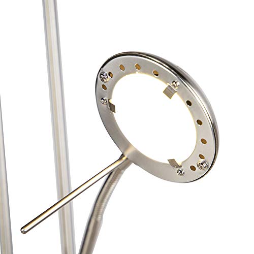 QAZQA Moderno Lámpara de pie en acero con lámpara de lectura con LED y dimmer - Diva 2 Acero Redonda/Alargada Incluye LED Max. x 18 Watt