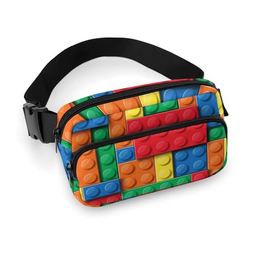 Riñonera con Estampado Completo, práctica y eficiente, con Bloques de construcción Coloridos
